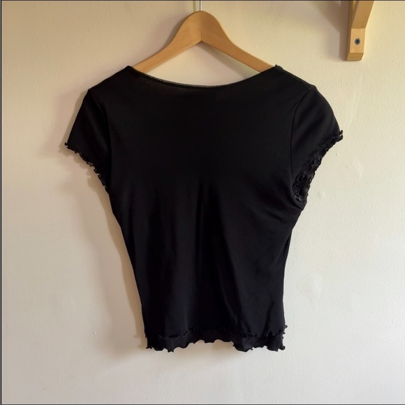 Vintage Bretchers Brooks Black Ruffled Hems Top – XS–S - Picture 4 of 5